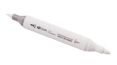 Маркер акриловый "Сонет" белый, двусторонний, перо кисть/пуля - фото 4