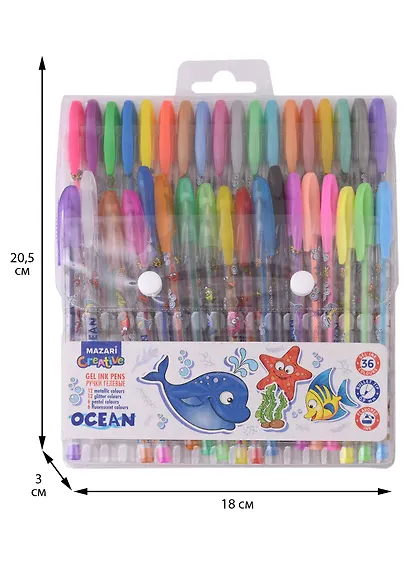 Ручки гелевые Mazari, Ocean, 36 цветов - фото 3