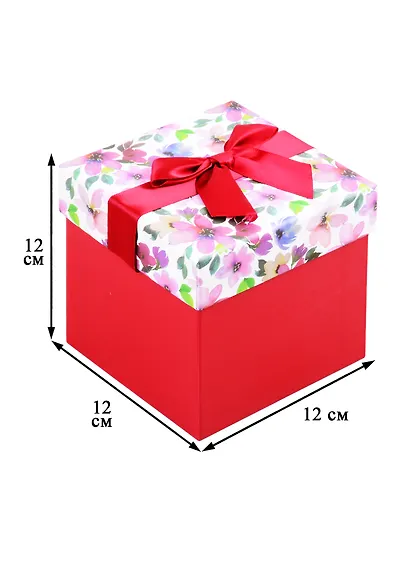 Коробка подарочная Цветочная фантазия 12*12*12см, декор.бант, картон - фото 2