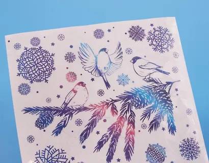 Новогоднее оконное украшение с раскраской Веточка и снежинки (15,5x17,5) (94293) - фото 5