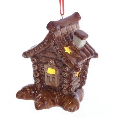 Украшение новогоднее Избушка с подсветкой, 3 варианта (керамика) (7х5х8) - фото 5