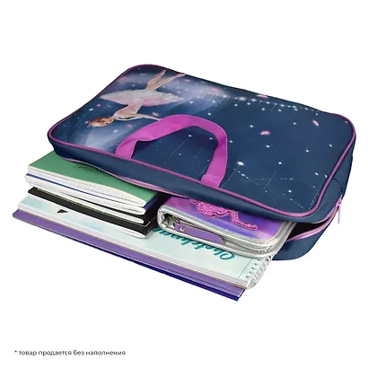 Папка для тетрадей А4+ "ПРИНЦЕССА-БАЛЕРИНА" 34,5*26*7см, полиэстер, водоотталкив. ткань, молния - фото 3