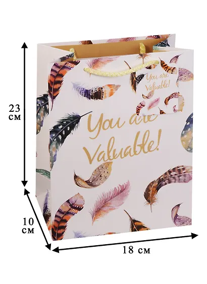 Пакет подарочный бумажный А5 "You are valuable", женский - фото 4