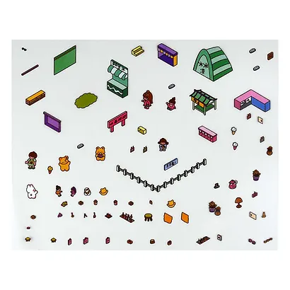 Наклейки-румбокс для создания миниатюрных сцен "Рынок", размер 264х211 мм. Металлический пинцет в наборе - фото 4