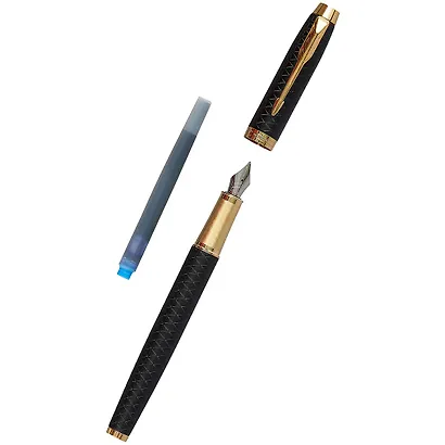 Перьевая ручка Parker, IM Premium Black/Gold GT, синяя - фото 2