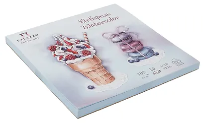 Планшет для акварели 200*200 20л "Кондитерская" голубой, 300г/м2, 100%хлопок - фото 2