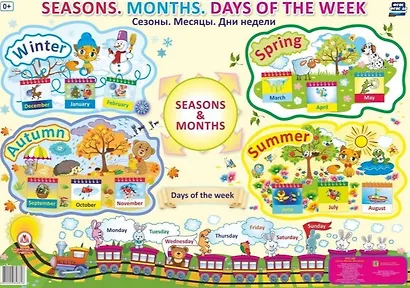 Английский язык. Сезоны. Месяцы. Дни недели. Учебный плакат (Формат А2) (ФГОС) - фото 1