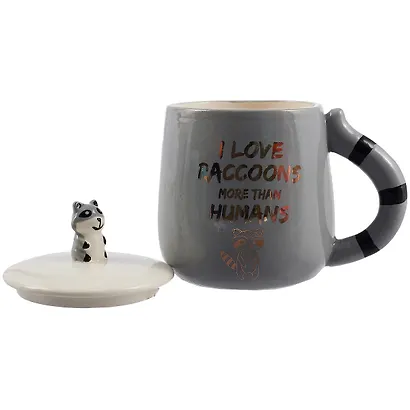 Кружка с крышкой Енотик (керамика) (350 мл) (12-06641-PHDF78) - фото 2