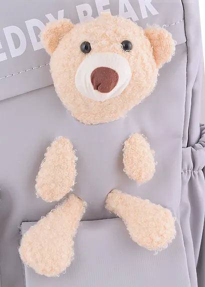 Рюкзак "Happy Cute" серый, с игрушкой - фото 4