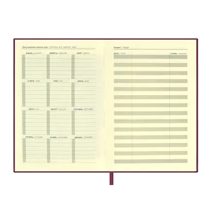 Ежедневник недат. А6+ 126*174 160л "Кассандра" бордовый, кожзам, мягкий переплет, блинт.тисн, тонир.блок, ляссе - фото 9
