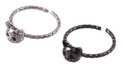 Набор парных колечек Мордочки котиков (2шт) (металл) (12-ring-20507-PR4) (Lafilaf) - фото 4