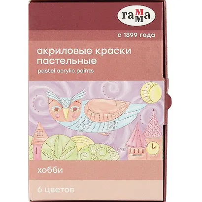 Краски акриловые 6 цветов, 20 мл "Хобби" пастельные цвета - фото 2