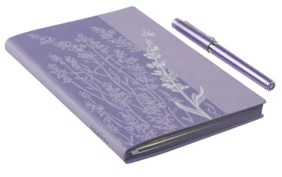 Ежедневник недат. А5 120л "Виннер" сиреневый + ручка шариковая, мягк.переплет, тиснение фольгой, блинтовое тиснение, офсет, ляссе, подар.упаковка - фото 4