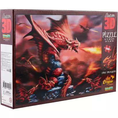 Пазл Super 3D, Огненный дракон (Fire Dragon ) 500 эл.,61*46см. 10090 - фото 1