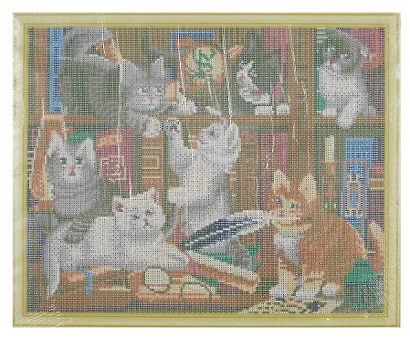 Алмазная мозаика Котята в библиотеке, 40*50 см. - фото 2