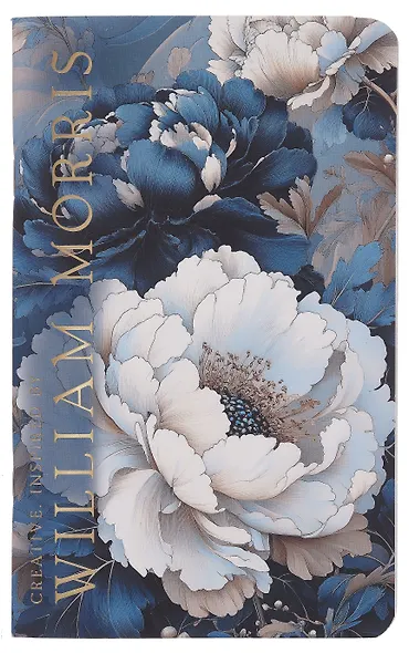 Книга для записей 130*210 32л "Creative. Inspired by William Morris (пионы синие и белые)" скрепка - фото 1