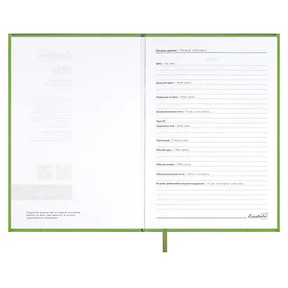 Ежедневник дат. 2026г. А5 176л "Наппа" салатовый, кожзам, тв.переплет, обл.поролон, блинт.тиснение, офсет, справ.мат-лы, ляссе, инд.уп - фото 5