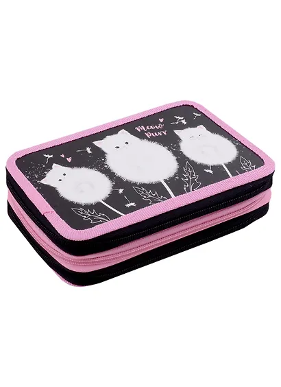 Пенал 3отд. "Котята в одуванчиках" 190*110мм, молния, глянц.ламинация, таблица умножения, инд.уп. - фото 1