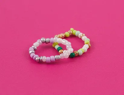 Набор колечек «Бусины», зеленое и лаванда, 2 штуки, Lafilaf - фото 4