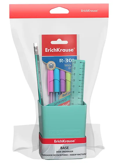 Набор настольный "Base. Pastel Mint" (4 ручки, карандаш, линейка), мятный, ErichKrause - фото 1