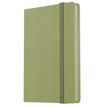 Книга для записей А4- 96л кл. "Joy Book. Чай матча" иск.кожа, тонир.блок, скругл.углы, ляссе, резинка - фото 1