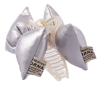 Заколка-крабик дутая Бантик (серебро, металлик) (PU) (12см) (12-2025093-12) (Lafilaf) - фото 5