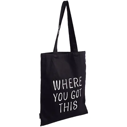 Сумка-шоппер Where you got this черная, текстиль 40см.*35см. - фото 2