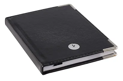Записная книжка А6 80л кл. "SILVER. Черный" 7БЦ, обл.кож.зам, тиснение серебр.фольгой, 2 ляссе - фото 2