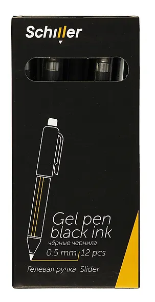 Ручка гелевая черная "Slider" 0,5 мм, soft touch, Schiller - фото 11