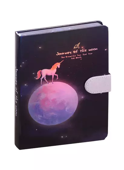 Блокнот с магнитной застежкой "Единорог и Луна. Journey of the moon", 224 страницы, 13 х 19 см - фото 1