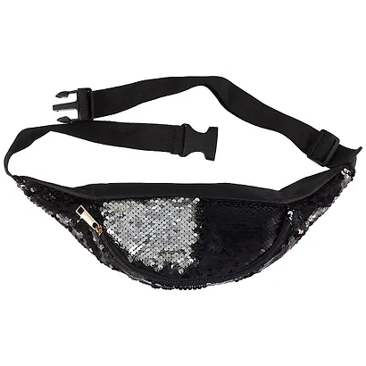 Сумка-шоппер на пояс на молнии с пайетками (текстиль) (37см) - фото 4