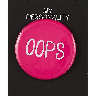 Значок круглый OOPS (фуксия) (металл) (38мм) - фото 1