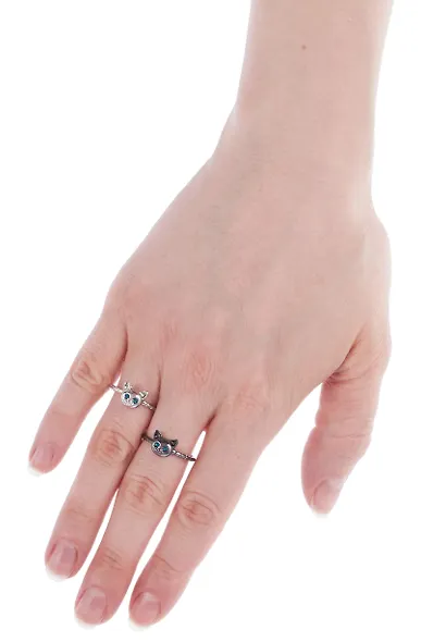 Набор парных колечек Мордочки котиков (2шт) (металл) (12-ring-20507-PR4) (Lafilaf) - фото 7