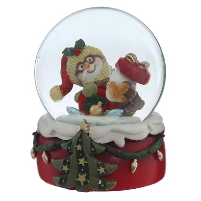 Фигурка декоративная Снеговик в стеклянном шаре, 2 варианта (6,5 см) - фото 3