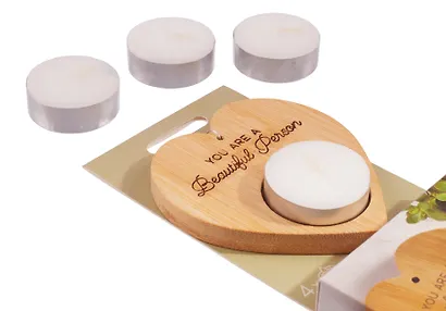 Набор чайных свечей с подсвечником Сердце Beautiful person (4 штуки) - фото 3