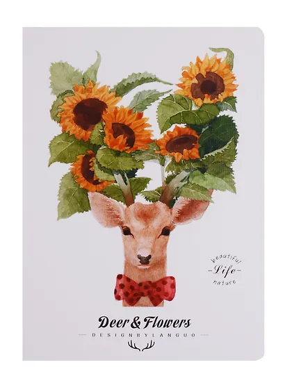 Записная книжка «Deer and flowers» А6, 24 листа в клетку, сшивка, Languo, в ассортименте - фото 3