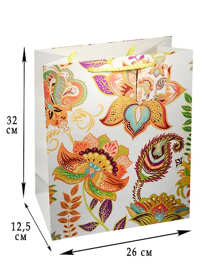 Пакет подарочный бумажный А4 26*32*12.5 "Народные узоры", жен., мат. ламинат, Kairui - фото 2