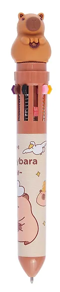 Ручка шариковая автоматическая 10 цветов "Wow capybara", в ассортименте - фото 1