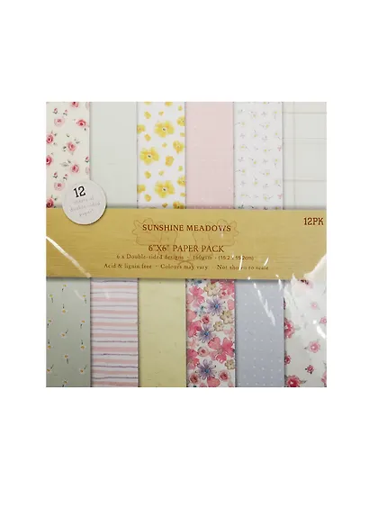 Бумага для скрапбукинга (15х15) (двусторонняя) (12 дизайнов) (12 листов) Sunshine Meadows - фото 1