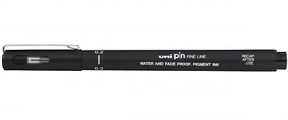 Линер черный "PIN" 02, толщина линии 0.33, UNI - фото 1