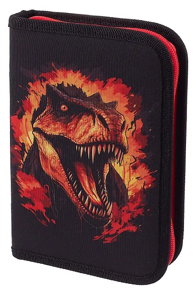 Пенал 1 отделение "Fire dino" с наполнением, 21*14 см, 24 предмета - фото 1