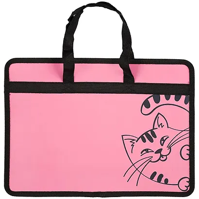 Папка для тетрадей А4 "Веселый кот" 34*25*8см пластик, молния, текст.ручки, расширение - фото 1