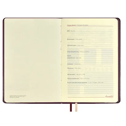 Ежедневник недат. А5 160л "Граниссо" бордовый, кожзам, тв.переплет, застежка-резинка, карман, тонир.блок, ляссе - фото 3