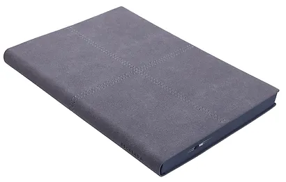 Ежедневник недат. А5+ 160л "Нубук" пепельно-голубой, кожзам, мягк.переплет, тонир.блок, блинт.тиснение, справ.мат-лы, 2 ляссе, инд.уп - фото 2