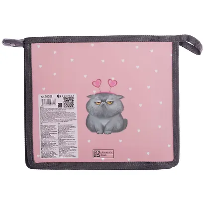 Папка для тетрадей А5 "МОДНЫЙ КОТ" 23*20*5см пластиковая, молния - фото 2