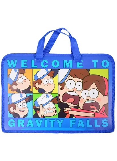 Папка для тетрадей А4 1отд. "Гравити Фолз" пластиковая, молния, текстильн.ручки, индив.уп. - фото 1