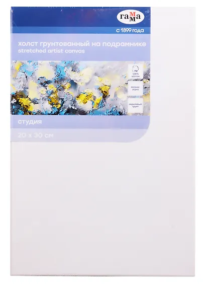 Холст на подрамнике "Студия", 20*30см, 100% хлопок, мелкое зерно, Гамма - фото 1