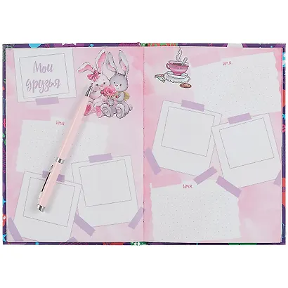 Книга для записей А5 48л "ФАКТУРА" для девочек, тв.переплет, глянц.ламинация, тиснение фольгой - фото 3