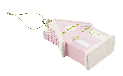 Новогоднее подвесное украшение Домик розовый (пластик) (ПВХ бокс) (11см) (12-09305-N3) - фото 2