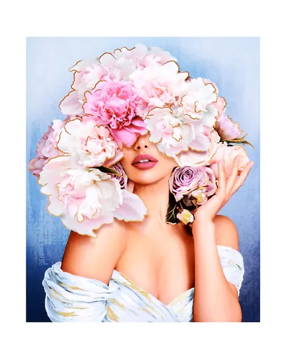 Холст с красками по номерам с поталью "Девушка в пионах", 40 х 50 см - фото 1